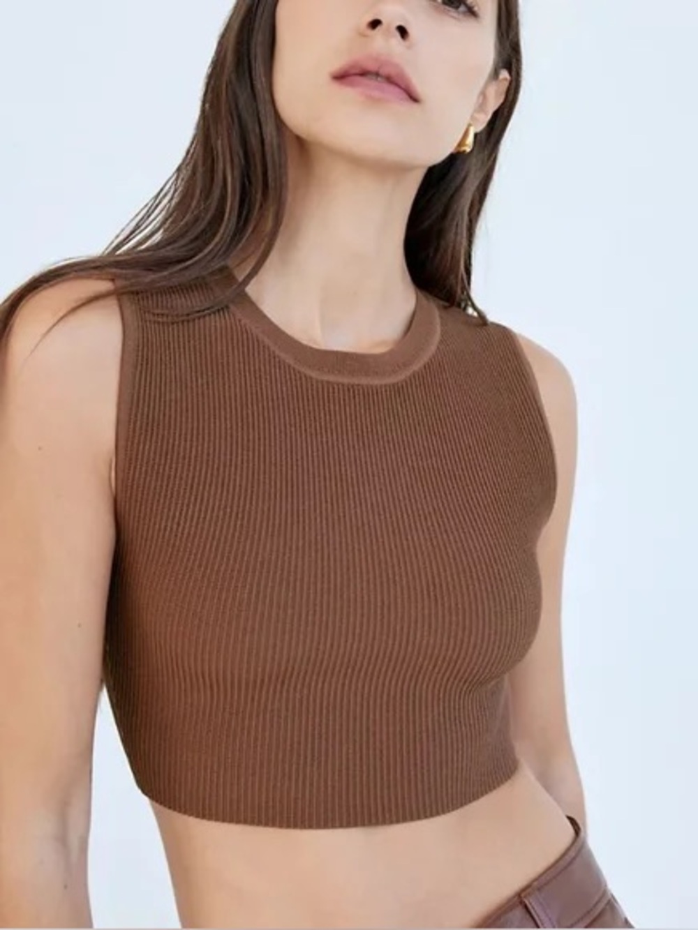 Babaton Sculpt Knit Top Brown